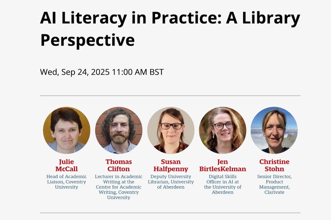 Image for AI Literacy in Practice: A Library Perspective. 24 September, 11am BST
